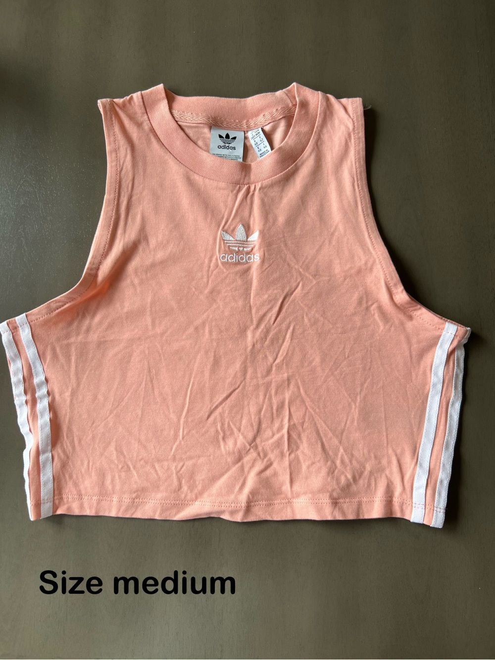 adidas Sleeveless Cropped Tank with White Stripes